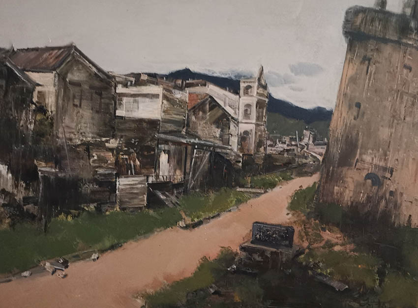 智超作品1《侨乡故里》80x100cm 油画 2019年